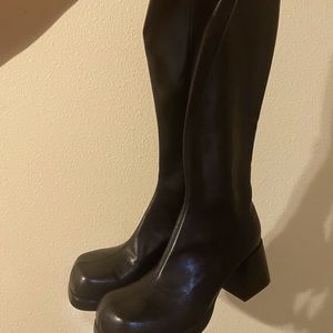 Black Leather Platform Boots